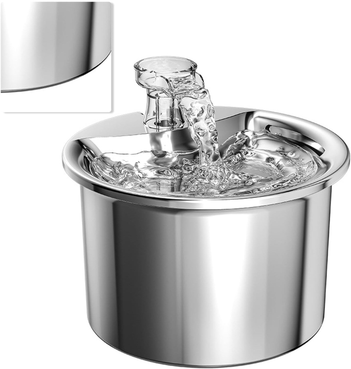 Smart Ultra-Quiet Cat Water Fountain with Automatic Circulation, Stainless Steel Pet Water Dispenser, EU Plug