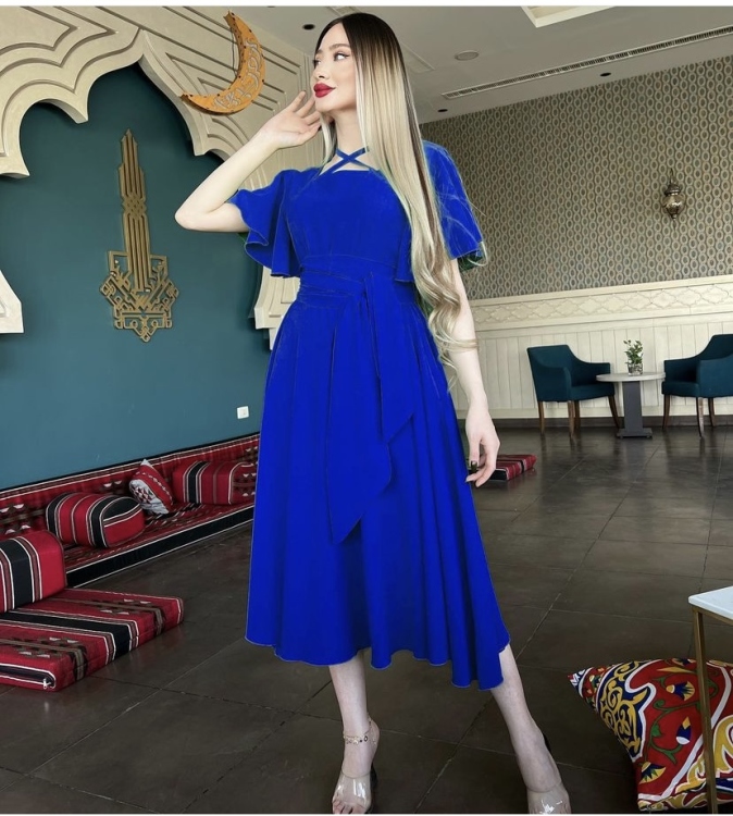 Butterfly Sleeve Belted Dress