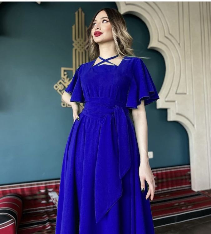 Butterfly Sleeve Belted Dress