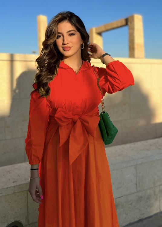 Solid Tie Front Long Sleeve Dress