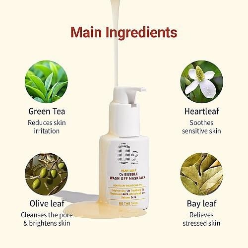 BE THE SKIN Heartleaf O2 Bubble Wash Off Mask Pack /120g