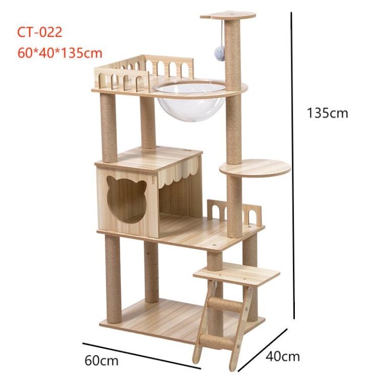  Luxury Modern Cat Tree Tower with Scratching Posts, Large Capsule Condo, Cozy House, and Climbing Ladder for Cats - Fiberboard Construction, 