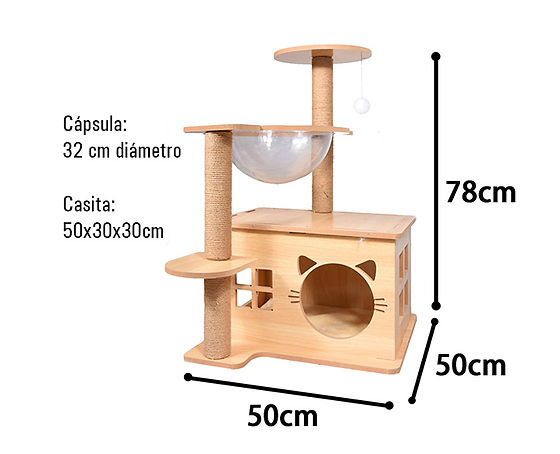 Deluxe Wooden Cat Tree with Space Capsule Condo - Integrated Scratching Posts & Playhouse for Indoor Cats