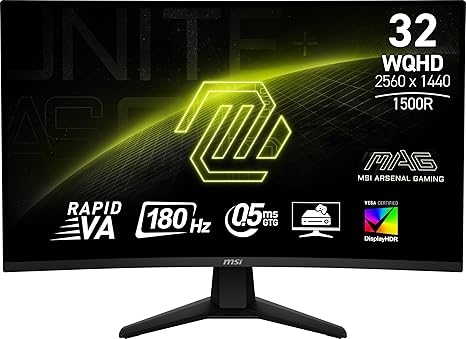 MSI MONITOR MSI MAG 32CQ6F 31.5" 2K IPS 2560 X 1440 (QHD)  180HZ, , SPEAKER, 0.5MS, 1DISPLAYPORT 1.4 - 2 X HDMI™ 2.0B (WQHD@144HZ)