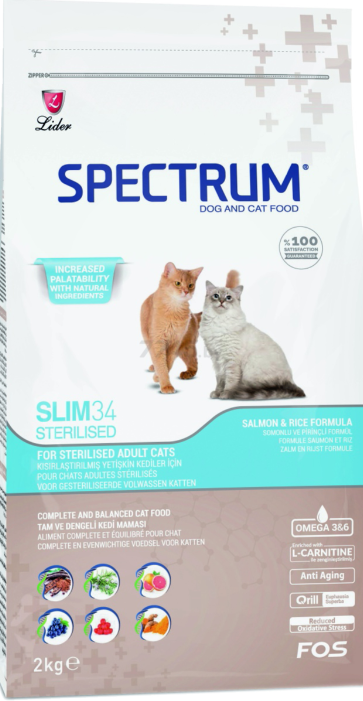 طعام جاف للقطط المعقمة SPECTRUM Adult Slim 34 سلمون 