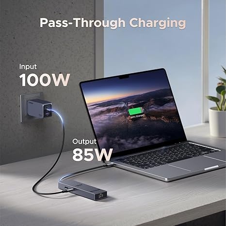  UGREEN45000 6-IN-1 USB-C TO HDMI+2*USB-A 3.2 +1*USB 3.2 C+RJ45+PD POWER CONVERTER