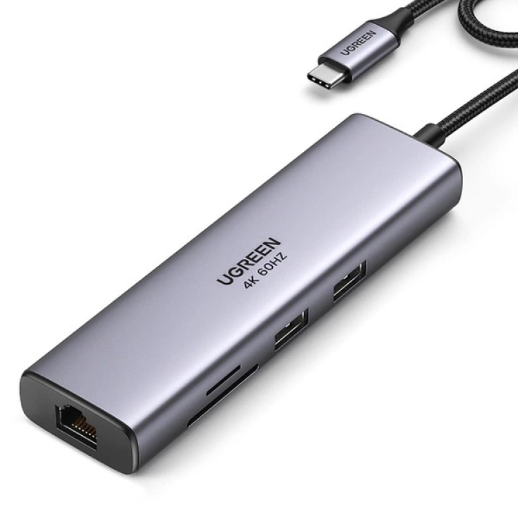  UGREEN 45379 7-IN-1 USB-C TO 2*USB-A 3.2+2*USB-C 3.2+2*HDMI+PD PORT CONVERTER