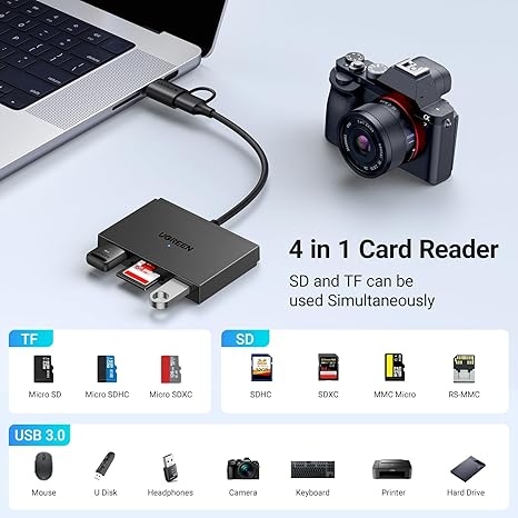  UGREEN 45167 4-IN-1 USB-C/USB-A CARD READER