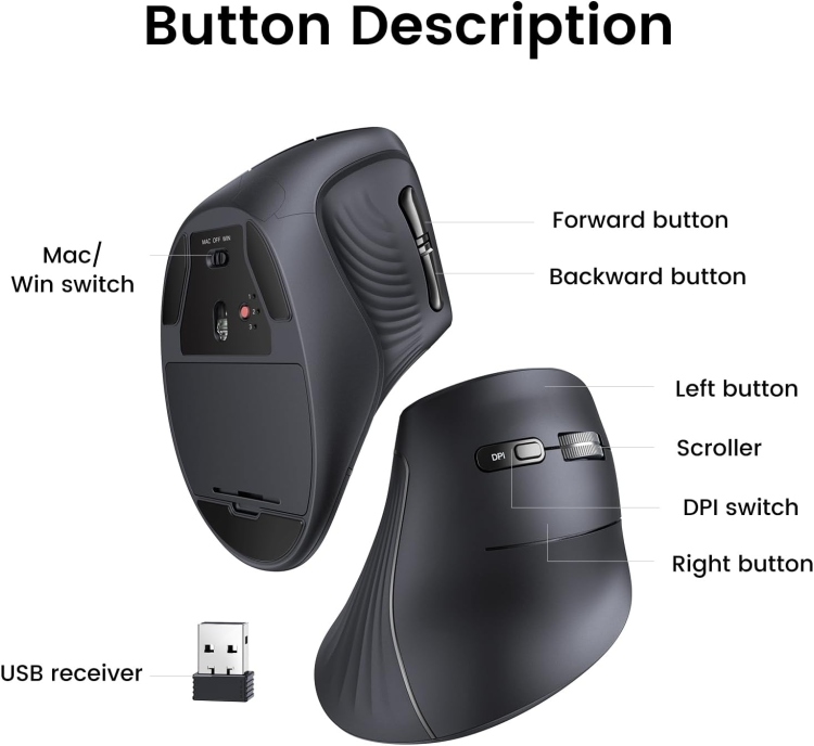 UGREEN 25444 MULTI-MODE VERTICAL MOUSE