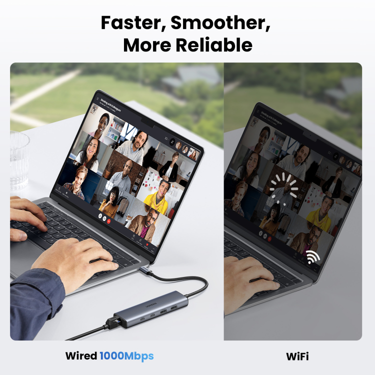  UGREEN 45320 6-IN-1 USB 3.2 C TO USB-A 3.2+USB-A 2.0+2* USB-C 3.2 CONVERTER + GIGABIT WITH USB-C POWER PORT