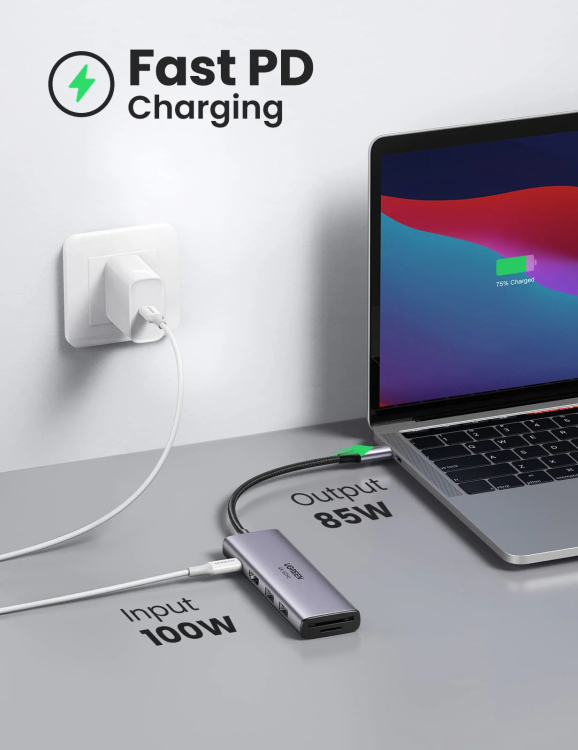  UGREEN 35999 6-IN-1 USB-C TO HDMI 4K@60HZ + 2*USB-A 3.2+2*USB 3.2 C+PD POWER CONVERTER