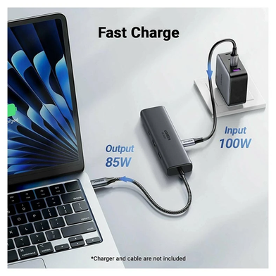  UGREEN 45000 6-IN-1 USB-C TO HDMI+2*USB-A 3.2 +1*USB 3.2 C+RJ45+PD POWER CONVERTER