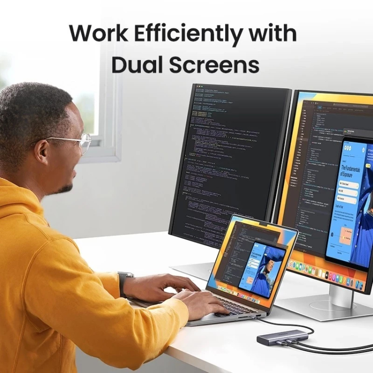  UGREEN 45379 7-IN-1 USB-C TO 2*USB-A 3.2+2*USB-C 3.2+2*HDMI+PD PORT CONVERTER