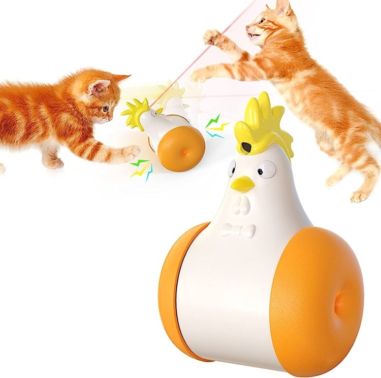 Chicken shaped cat toy with electric sound and laser