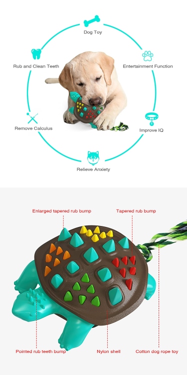 Colorful God Turtle Shaped Dog Chew Toy Entertainment Function Improve IQ Relieve Anxiety Remove Calculus Rub and Clean Teeth