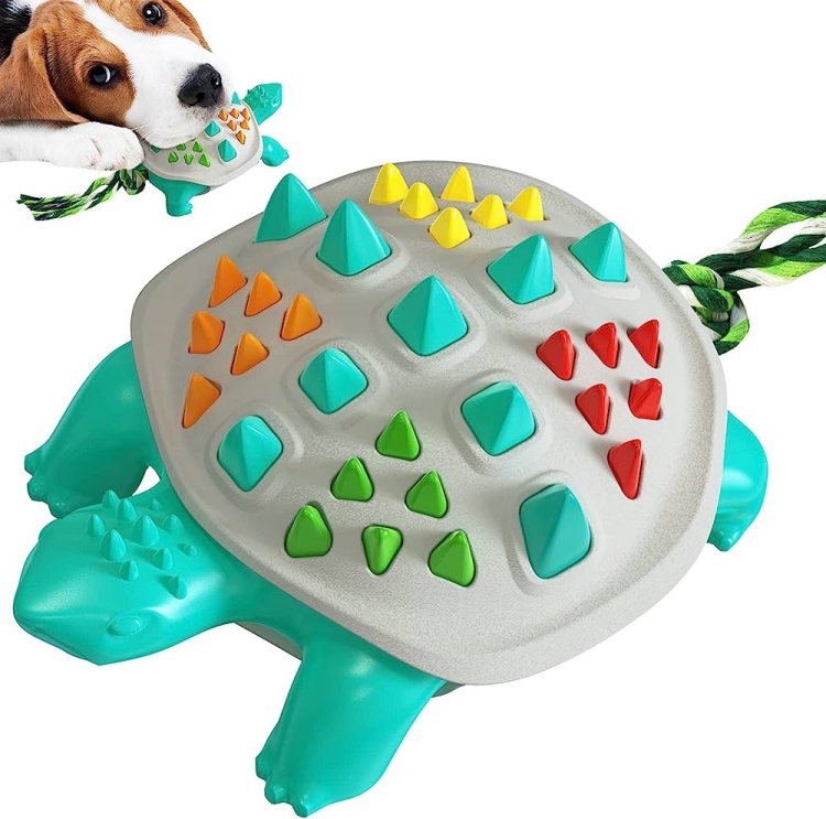 Colorful God Turtle Shaped Dog Chew Toy Entertainment Function Improve IQ Relieve Anxiety Remove Calculus Rub and Clean Teeth