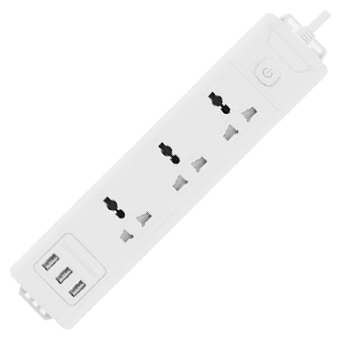 وصلة كهرباء 6 مخارج 1.6 متر، 3 مخارج كهرباء و 3 مخارج USB