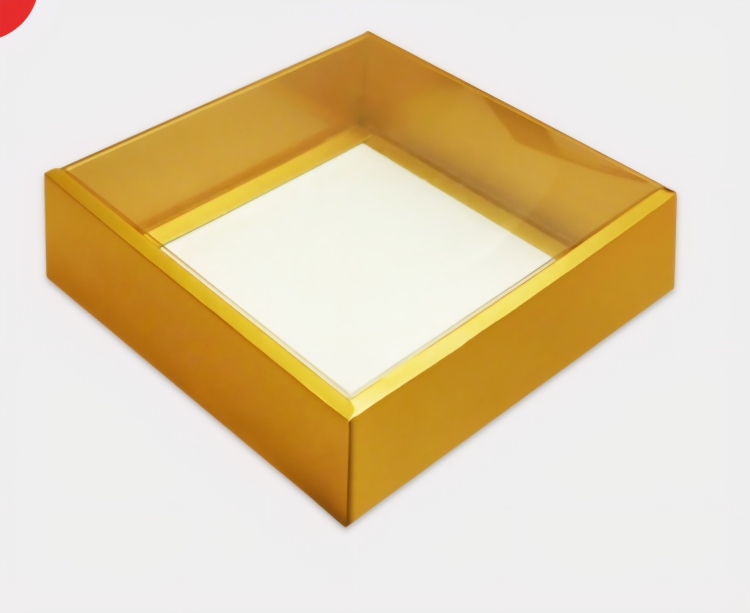 علب ذهبي وجه شفاف قياس 18 × 18 ارتفاع 5