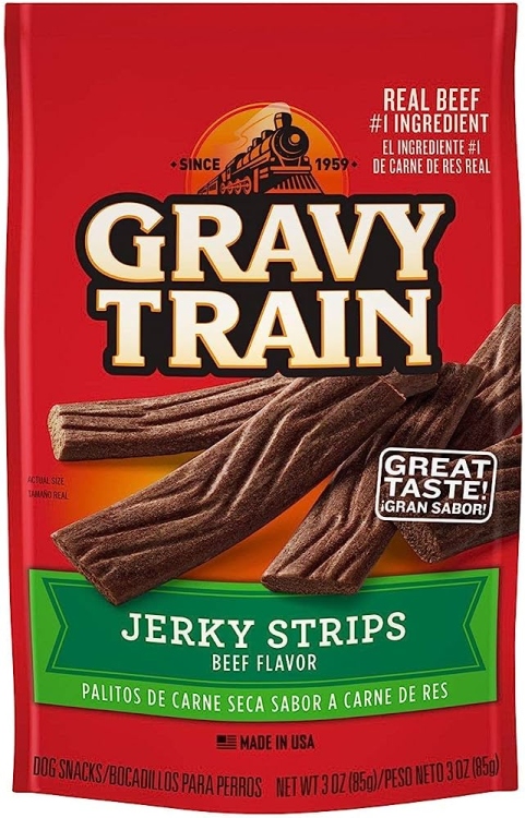 Gravy train jerky strips dog snack