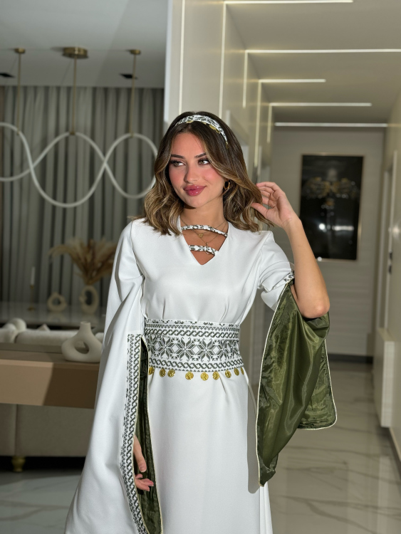 Open Sleeve Belted Henna Dress اسيا