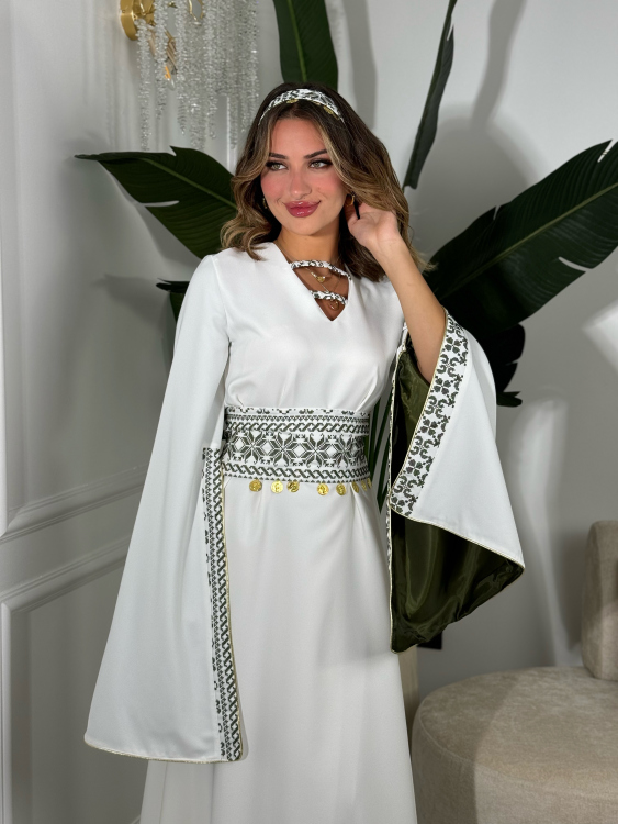 Open Sleeve Belted Henna Dress اسيا