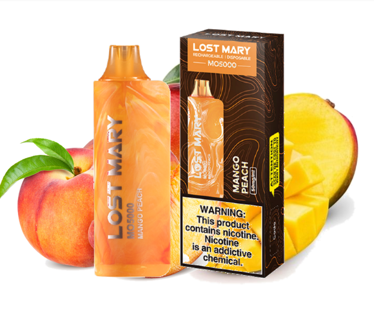 Lost Mary MO Mango Peach - 5000 Puffs , Rechargeable Disposable, Vape Device 