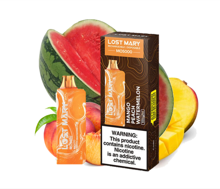 Lost Mary MO Mango Peach Watermelon - 5000 Puffs , Rechargeable Disposable, Vape Device 