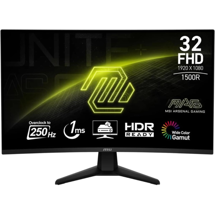 MSI MAG 32C6X 31.5-INCH 1920 X 1080 (FHD) COMPUTER MONITOR, 250HZ, ADAPTIVE-SYNC, HDR READY, HDMI, VGA PORT, DISPLAY PORT,VESA MOUNTABLE, TILT, SPEAKE