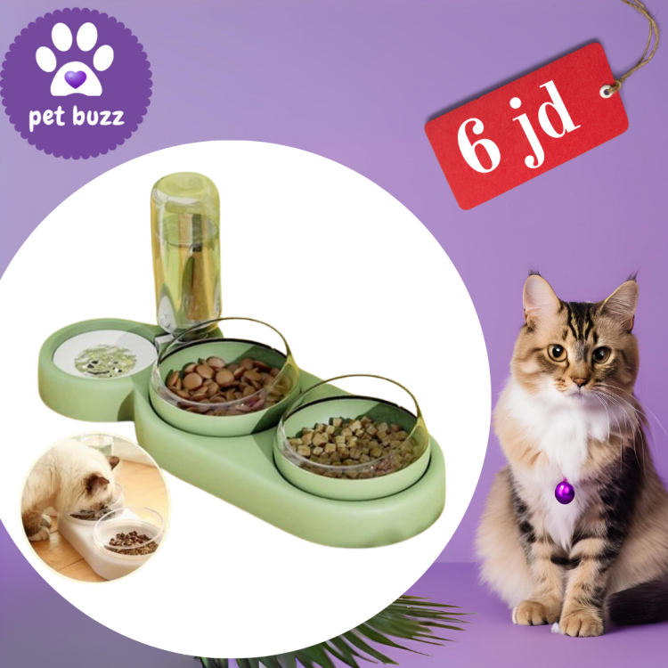 Double Cat Bowls 3 Piece