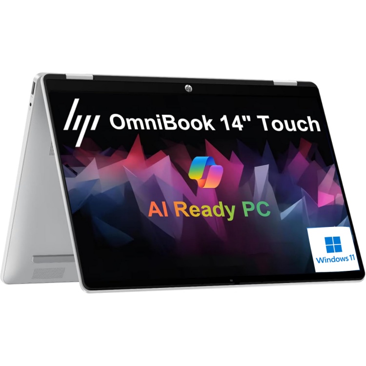 HP OMNIBOOK 5 FLIP 14-FP0013DX INTEL® CORE™ 5 120U 5.0 GHZ -8GB DDR5-5200 -512 GB PCIE® -14" DIAGONAL, 2K (1920 X 1200) IPS TOUCH - WINDOWS 11 HOME
