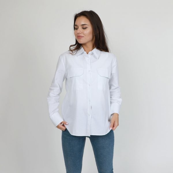 Button Front White Blouse