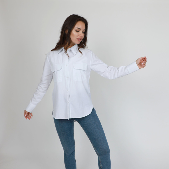 Button Front White Blouse