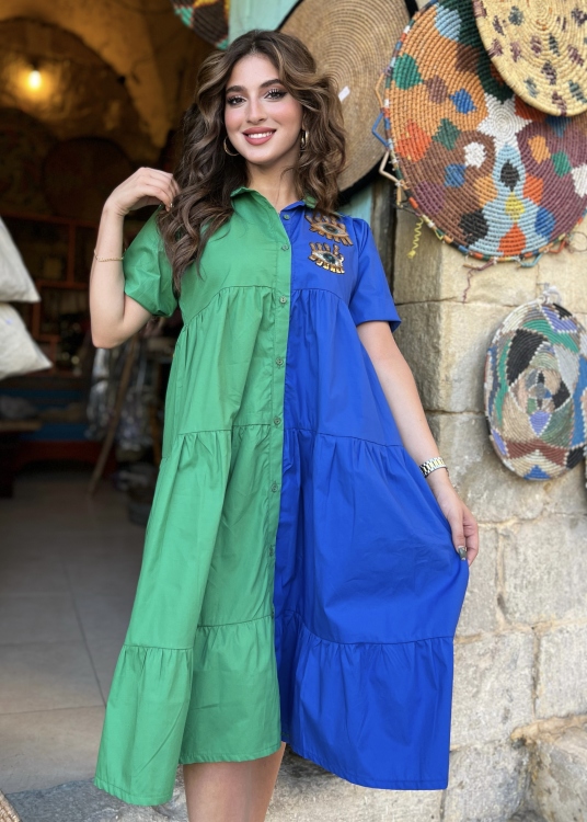 Colorblock Half Sleeve Dress