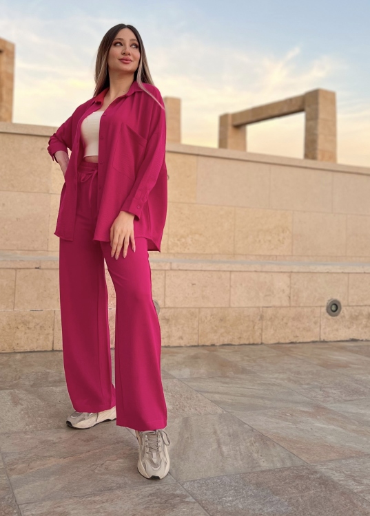 Drop Shoulder Blouse & Wide Leg Pants