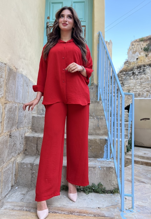 Drop Shoulder Blouse & Wide Leg Pants