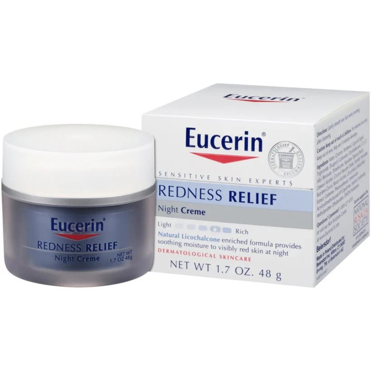 Eucerin , Sensitive Skin Redness Relief Soothing Night Cream- يوسيرين , كريم ليلي مهدئ  لإحمرار 