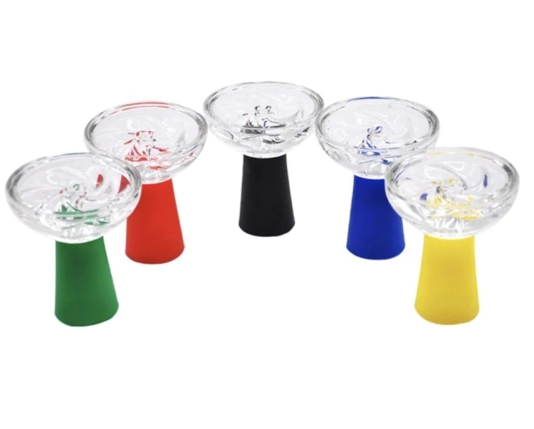 Hookah Silicone Bowl with Glass - Assorted Colors 