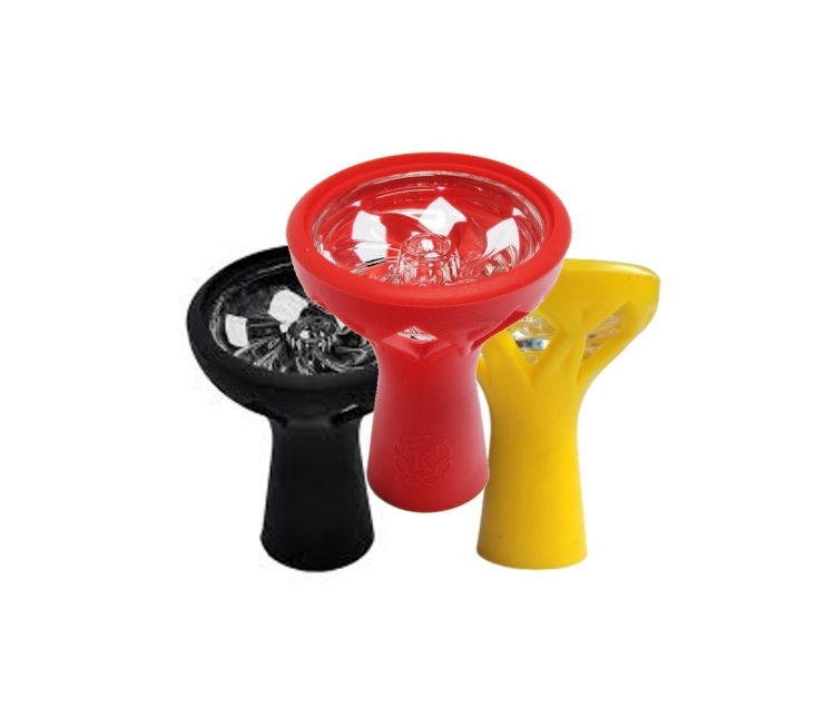 Hookah Silicone Bowl with Glass - Assorted Colors 