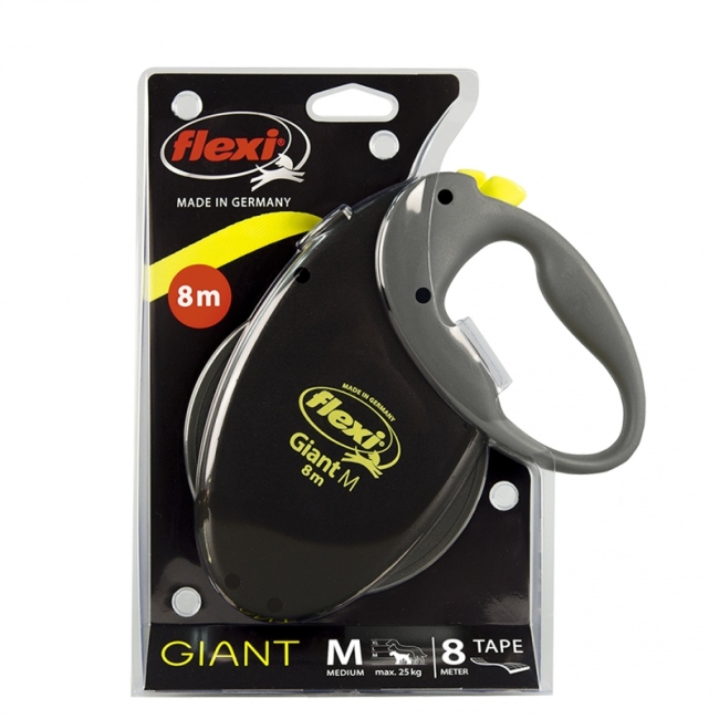 lexi GIANT, tape leash, XL: 8 m, black/neon yellow  75 kg