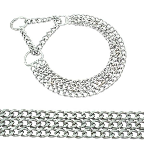 Trixie Chromed Triple Row Semi-Choke Chain with Strain Relief, ( From Medium to XL )