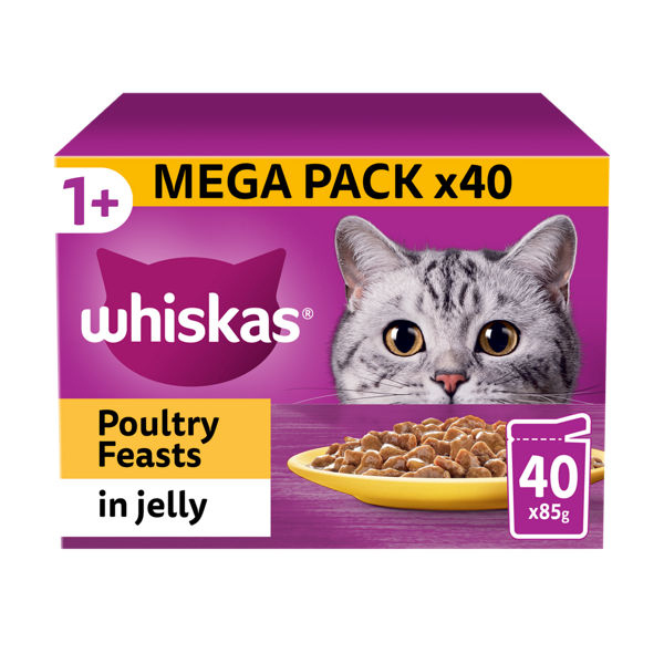 WHISKAS® Poultry Feasts in Jelly 1+ Adult Wet Cat Food Pouches 1 x 85g