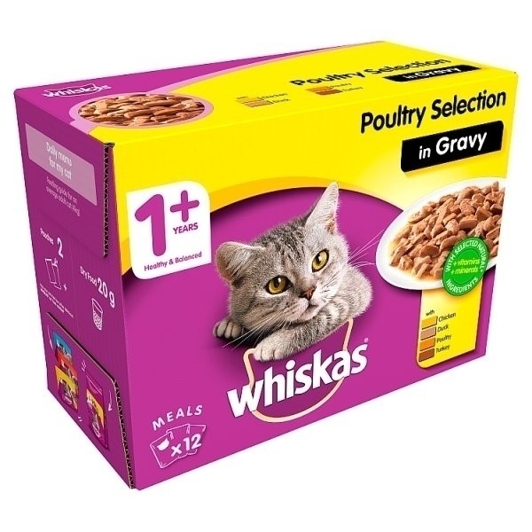 Whiskas 1+ Cat Pouches Poultry Selection in Gravy 1x 100g