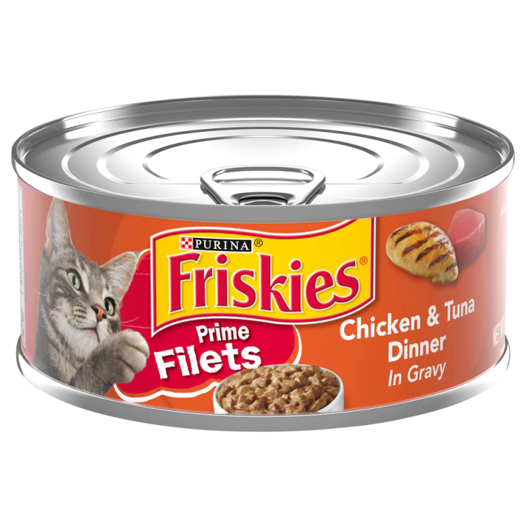 Cat Food, Prime Filets Chicken & Tuna Dinner in Gravy 