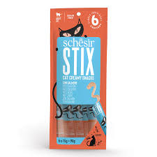 Schesir stix creamy treat with salmon flavor 