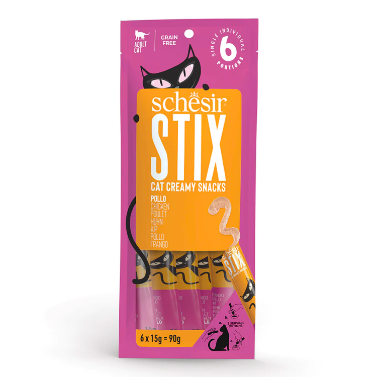 Schesir stix creamy treat with chicken flavor 