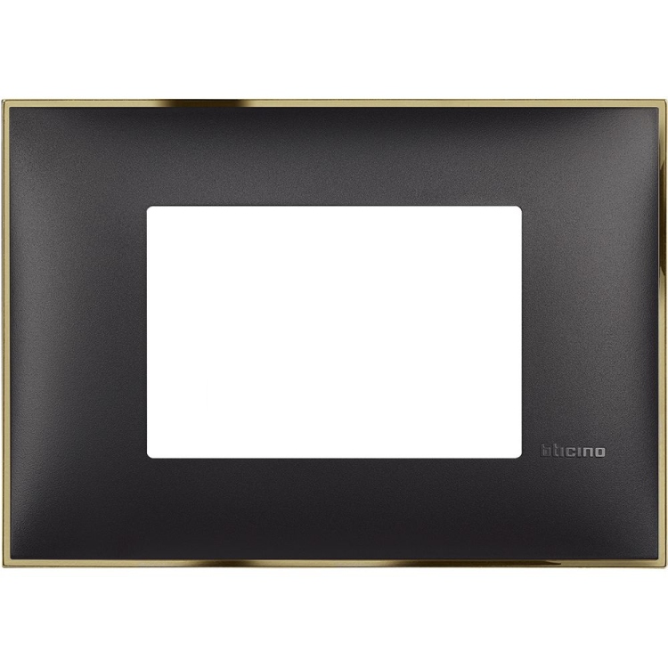 cover plate - 3 modules - Black gold غطاء اسود بإيطار ذهبي معدن