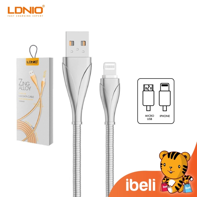 LDNIO LS28 IOS LIGHTNING 2.4A FAST CHARGING AND DATA TRANSFER 1M VASE DESIGN CABLE