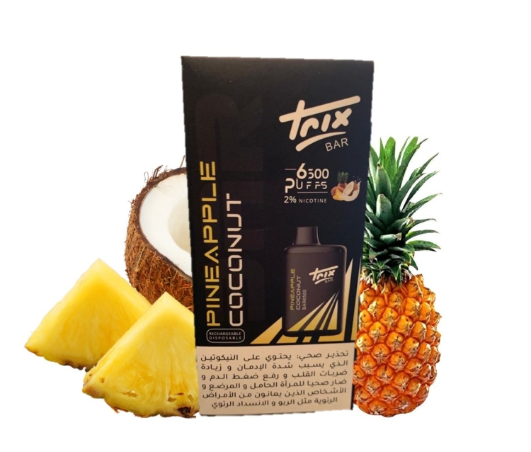 Trix Bar  Pineapple Coconut , 6500 Puffs, Rechargeable, Disposable Vape