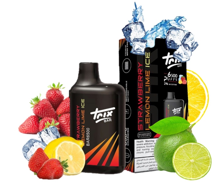 Trix Bar   Strawberry Lemon Lime Ice, 6500 Puffs, Rechargeable, Disposable Vape