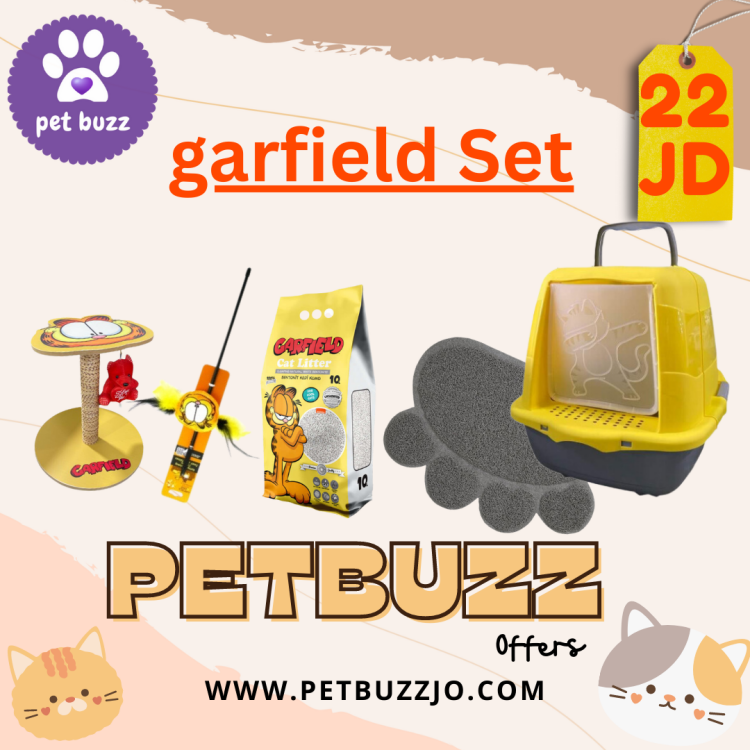 Garfiled Set Offer (closed litter box + litter matt + cat srcahtcher + cat litter + cat toy ) 